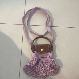 Longchamp Mini Bag Brown and Pink Gathered Design